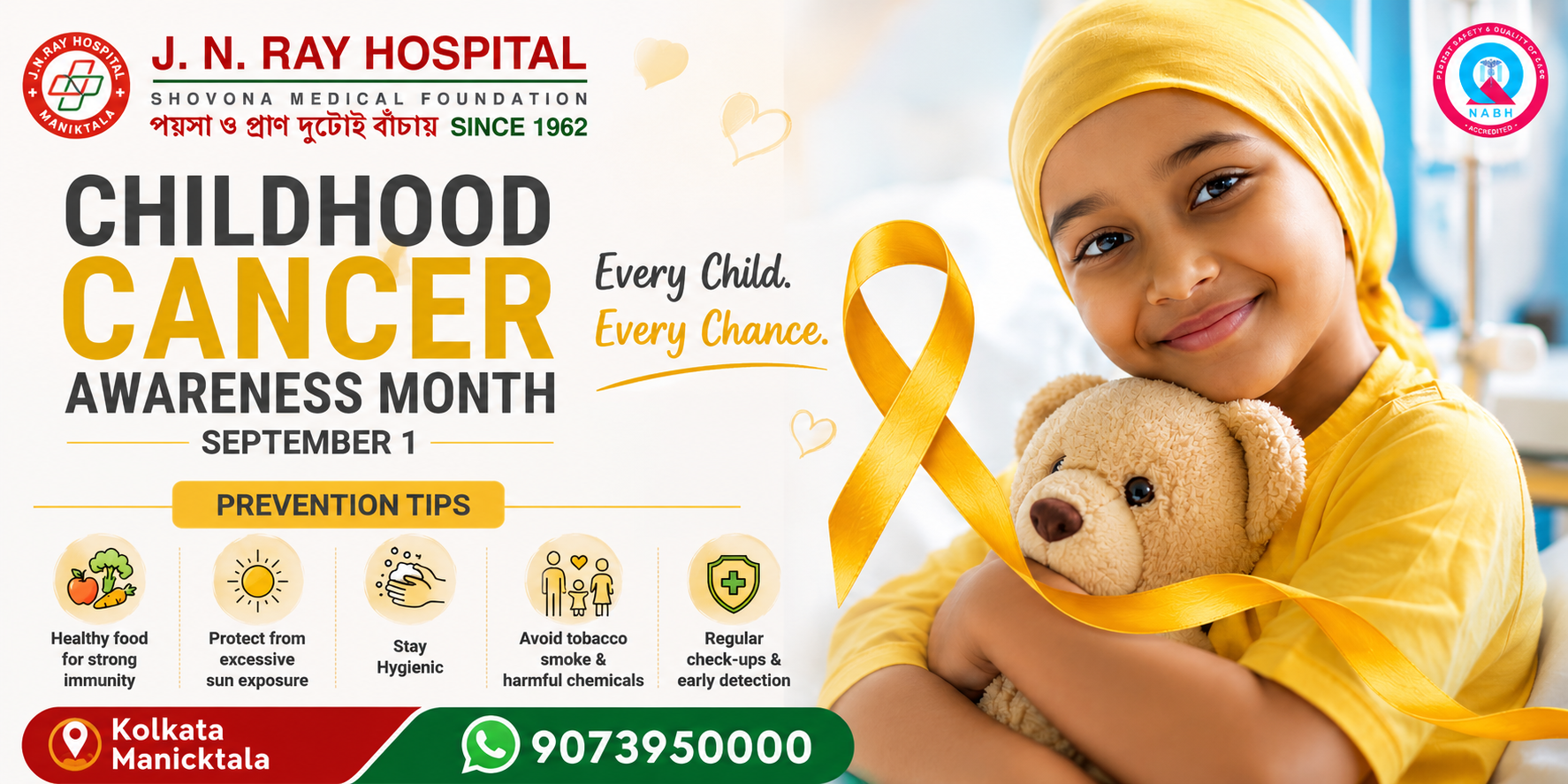 Childhood Cancer Awareness Month awareness poster by J N RAY HOSPITAL Kolkata